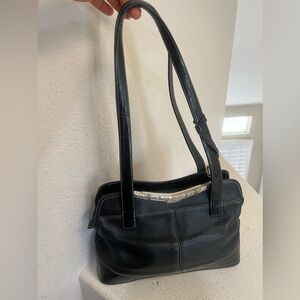 Brighton Brown Crocodile Croc Black Pebble Leather XL Satchel Shoulder‎ Purse